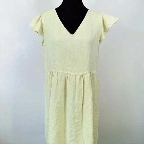 Abito Ruffle  Sleeve Linen Relaxed Fit Dress - Picture 2 of 16